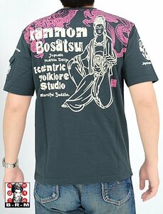 観音菩薩半袖Tシャツ◆爆烈爛漫娘 ネイビーXXLサイズ(サイズ46) RMT-327 和柄 和風 エフ商会 神仏 efu