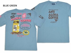 ALOHA COFFEE半袖Tシャツ◆ANTI ブルーグリーンXXLサイズ（サイズ46）ATT-162 アンチ エフ商会 ハワイ コーヒー アメカジ efu