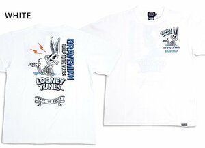 BR×LOONEYコラボ 天竺半袖Tシャツ◆The BRAVE-MAN ホワイトXXLサイズ LTB-2307 ブレイブマン バッグスバニー 刺繍 バイカー