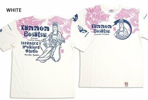 観音菩薩半袖Tシャツ◆爆烈爛漫娘 ホワイトXxLサイズ(サイズ46) RMT-327 和柄 和風 エフ商会 神仏 efu