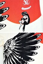 ヤタカラス花鳥風月半袖Tシャツ◆参丸一 ホワイトLサイズ ST-80013 和柄 和風 蛙 カエル かえる さんまるいち 鴉 烏_画像2