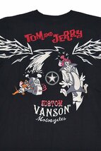 vanson×TOM＆JERRYコラボ 天竺半袖Tシャツ◆vanson ブラックXXLサイズ TJV-2319 バンソン ヴァンソン トムとジェリー 刺繍 バイカー_画像4