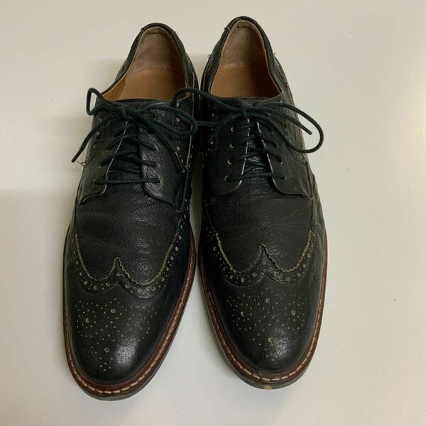 コールハーン COLE HAAN 71/2M ウイングチップ ビジネスシューズ レザーシューズ ネイビー 古着 ユーズド