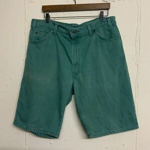 90s Levi’sリーバイス550グリーンデニムショートパンツハーフパンツショーツ古着W3690年代アメリカ製USA製