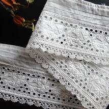 19世紀-20世紀初期 フランス アンティーク レース 刺繍 布 縫製 古布 カットワーク スカラップ トリム チュール リメイク パーツ 13_画像1