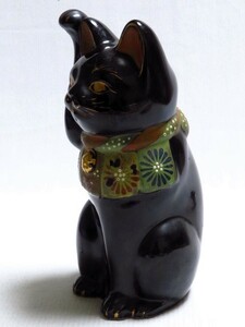  maneki-neko black cat coloring .. thing ceramics and porcelain era antique 