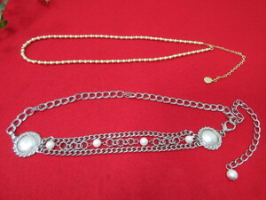 GY3758 FRANCO FEERARO chain belt pearl attaching etc 2 pcs set 