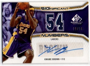 【KWAME BROWN】2006-07 SP Game Used Significant Numbers #KW 09/54