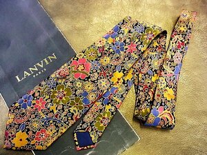 ★良品★3R05431【LANVIN】ランバン「花 植物 柄」ネクタイ