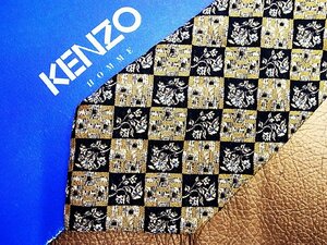 ★良品★3R04710【KENZO】ケンゾー「花 植物 格子 柄」ネクタイ