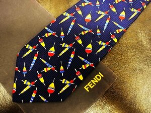 ★良品★3R05879【FENDI】フェンディ「独楽 コマ 柄」ネクタイ