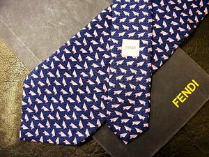 ★良品★3R05320【FENDI】フェンディ「紙飛行機 折り紙 柄」ネクタイ