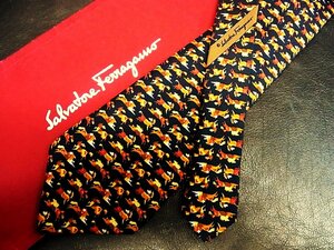 ★良品★3R05835【Ferragamo】フェラガモ「馬 ウマ 動物 柄」ネクタイ