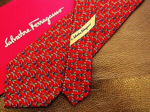 ★良品★3R00608【Ferragamo】フェラガモ「馬 ウマ 動物 柄」ネクタイ