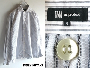 希少 80sビンテージ im product アイムプロダクト ISSEY MIYAKE イッセイミヤケ ボックス ストライプシャツ M ホワイト 白 ネコポス対応