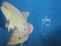 a949◆GUY HARVEY ポケットTシャツ◆ガイハーヴェイ ビンテージTシャツ 古着 魚柄 フィシュプリント ポケT ゆうパケット発送 5E_画像2