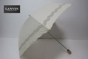  new goods moon bat made LANVIN Lanvin ultra-violet rays prevention processing . rain combined use folding parasol 47 eggshell white series 