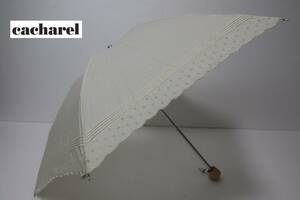 新品　ムーンバット製　キャシャレル　Cacharel　紫外線防止加工　晴雨兼用　折り畳み日傘　１８　ライトイエロー系