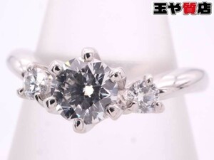 ダイヤ 0.286ct ダイヤ 0.092ct デザイン リング 6号 pt900 プラチナ カラーD IF EX 鑑定書付