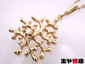  Mikimoto beautiful goods diamond 1P design pendant necklace K18YG yellow gold 