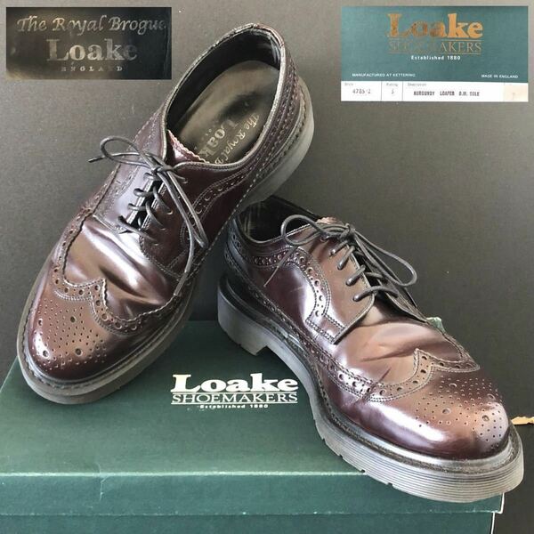 英国製 Dr. Martensソール★Loake BURGUNDY LOAFER UK7★ROYAL BROGUE ウィングチップシューズ ローファー 美品 ドクターマーチン ローク