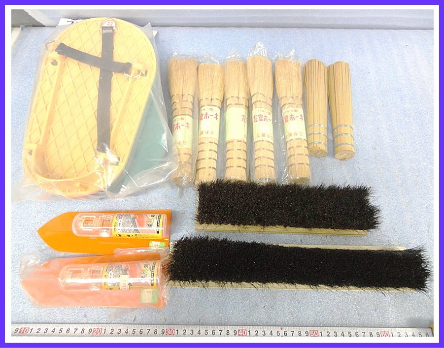本馬毛】純馬毛黒毛左官刷毛1丁掛6行モルタルハケ柄無し!特級品/松/日本製 金長 4チョウ3ギョウエツキ 左官ブラシ 白本馬毛 藤原産業