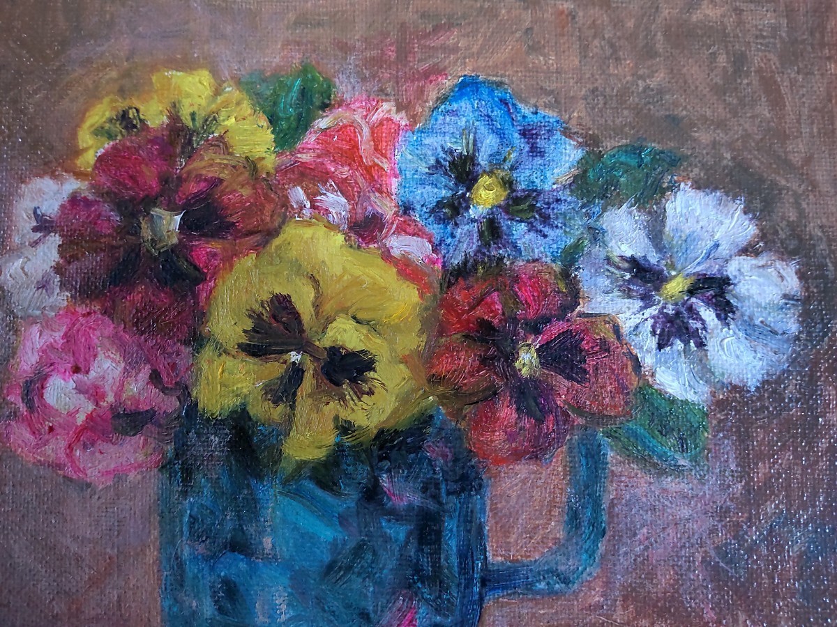Oil painting by Sumiko.N (flowers, still life) FO hand-painted authentic work signed, Painting, Oil painting, Still life