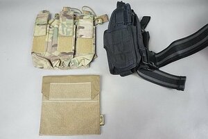 ★ CORDURA FLYYE INDUSTRIES ミリタリーポーチ / MULTICAM 3連マガジンポーチ / PANTAC レッグホルスター 3点セット