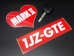 MARK 2 HEART 1JZ-GTE RED STICKER - マーク2 ハート レッド ステッカー / TOYOTA トヨタ JZX100 JZX90 JDM EASYSICKS イージーシックス