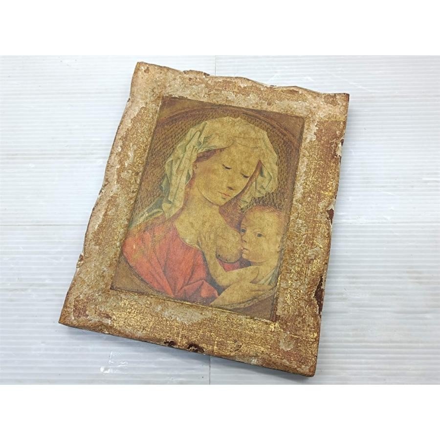 西班牙古董绘画《玛丽/圣婴耶稣》, 古董, 收藏, 工艺, 木工, 竹工艺品