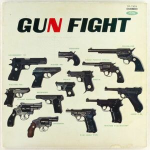 ■オムニバス｜ガン・ファイト(GUN FIGHT) ＜LP 赤盤・日本盤＞西部劇・戦争・スパイ映画の音楽 ピンナップ4枚付き（銃の解説あり）