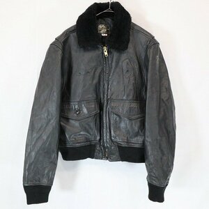 90s USA製 San Diego LEATHER JACKET FACTORY レザー フライトジャケット ブラック ( メンズ 42S ) 中古 古着 5/ ｍ9247