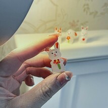 送料無料　[ガラス細工]　ガラスのウサギ♪　かわいいミニチュアうさぎ　Ａ　お花持ち_画像8