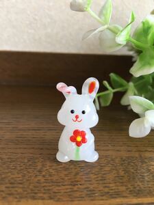 Art hand Auction Бесплатная доставка [Стекло] Стеклянный кролик♪ Милый миниатюрный кролик Держатель для цветов, ручная работа, интерьер, разные товары, орнамент, объект