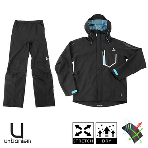  men's rainwear stretch top and bottom set black 3L size urbanisma-banizmUNR-301 waterproof waterproof stretch .