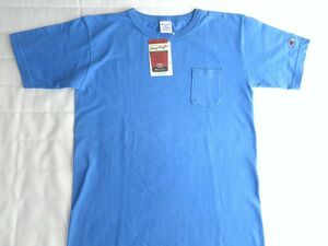 未使用 USA製 Champion チャンピオン T1011 ヘビーウエイト 半袖 ポケット Tシャツ ライトブルー サイズM 綿 アメリカ製 送料無料