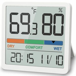 温湿度計 デジタル湿度計 室内温度計 時計付き