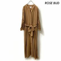 【送料無料】ROSE BUD ローズバッド★7分袖シャツワンピース ねじり袖 ブラウン 茶色_画像1