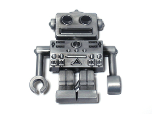 【ベルトバックル】ロボット　robot　コンピュータ　メカ　レトロ　未来　ブラック（目と口の部分）