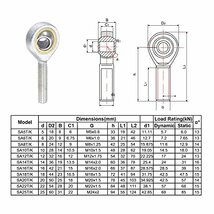 球面ロッドエンドベアリング SA6TK POSA6 6 mmボア 自己潤滑ジョイントベアリング M6x1.0 右おねじコネクタ_画像6