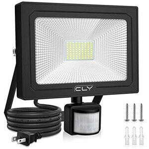 CLY センサーライト 屋外 人感センサーライト LED投光器 60W 昼白色 6000LM 6500K フラッドライト 超高輝度 IP66防水 省エネ 明るい 屋外