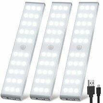LED バーライト USBライト キッチンライト センサーライト 室内 3ピース 20CM LEDライト 高輝度 冷たい白色光 Adoric 直管形 ライトバー_画像1