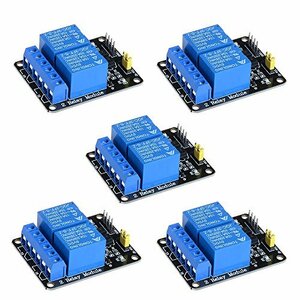 ANMBEST 5PCS 2チャンネル5V10Aリレーモジュール、オプトカプラー低レベルトリガー拡張ボード付き、Raspberry Pi Arduino UNO R3 MEGA