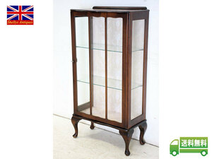  antique furniture ce-4 1960 period England made Vintage mahogany cat legs small glass cabinet small size display shelf store furniture free shipping 