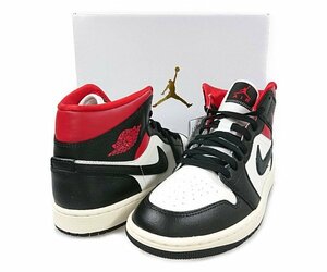 NIKE ナイキ 品番 BQ6472-061 WMNS AIR JORDAN 1 MID エアジョーダン シューズ 白×黒×赤 サイズUS8.5=25.5cm 正規品 / 30149