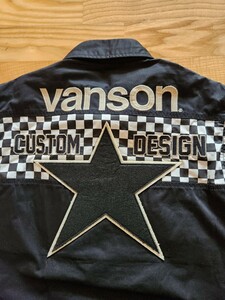 送料込　30％OFF★VANSON バンソン　NVSS-806 ワンスター　半袖ワークシャツ　刺繍　ワッペン　バイカー　ブラック　M