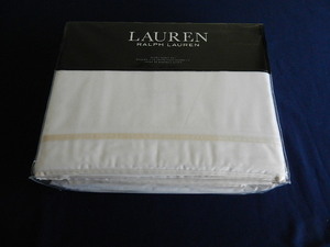 Ralph Lauren Queen Size Flat Sheets ★ New Cream + Cream Line
