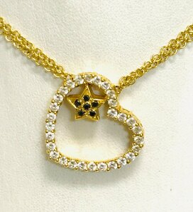 Qoj.yro11 Star Jewelry 18kt Gold Diamond Double Chain Heart x Star NC D1.15 29p