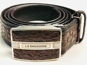 qoo.YRE02　LA BAGAGERIE　PARIS　本革ベルト　クロコ　ブラウン　