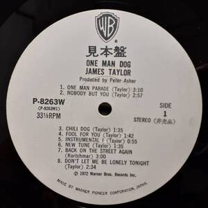 PROMO日本盤オリジLP 見本盤 白ラベル！James Taylor / One Man Dog 1972年 Warner P-8263W Carole King John McLaughlin Danny Kortchmar